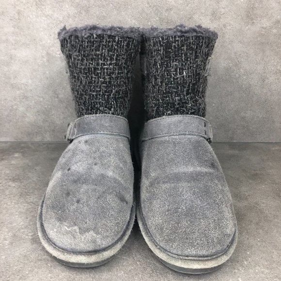 Bearpaw Nova Suede Sheepskin Winter Boot Bootie, Charcoal Gray, Women's 9 - Picture 2 of 9